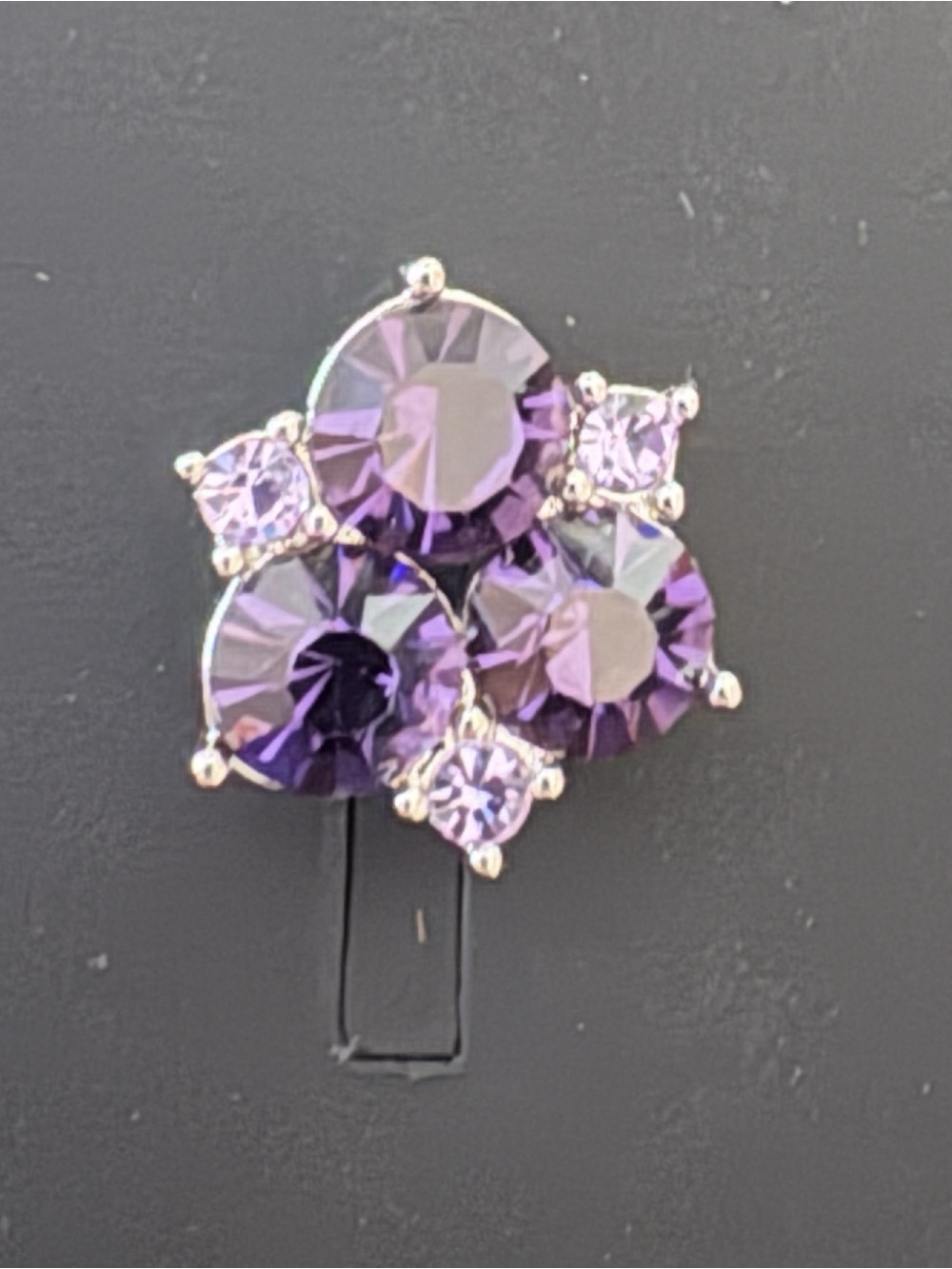 Givenchy Purple Crystal Cluster Stud Earrings Silver Tone NWT - Picture 2 of 4